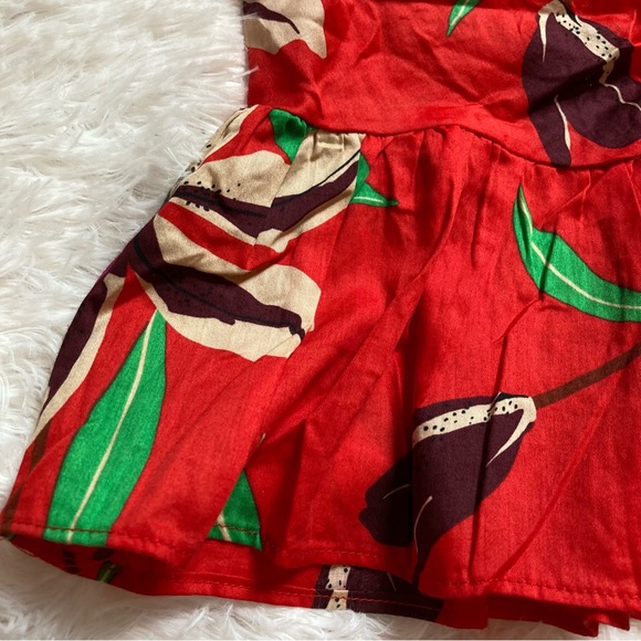 Zara red floral off shoulder cropped ruffle shirt - Picture 12 of 14